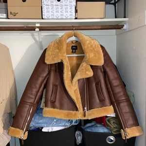 UO faux leather cropped aviator jacket